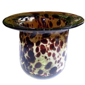 Vintage Tortoise Shell Handblown Murano Glass 4 Inch Votive Mini Candle Holder